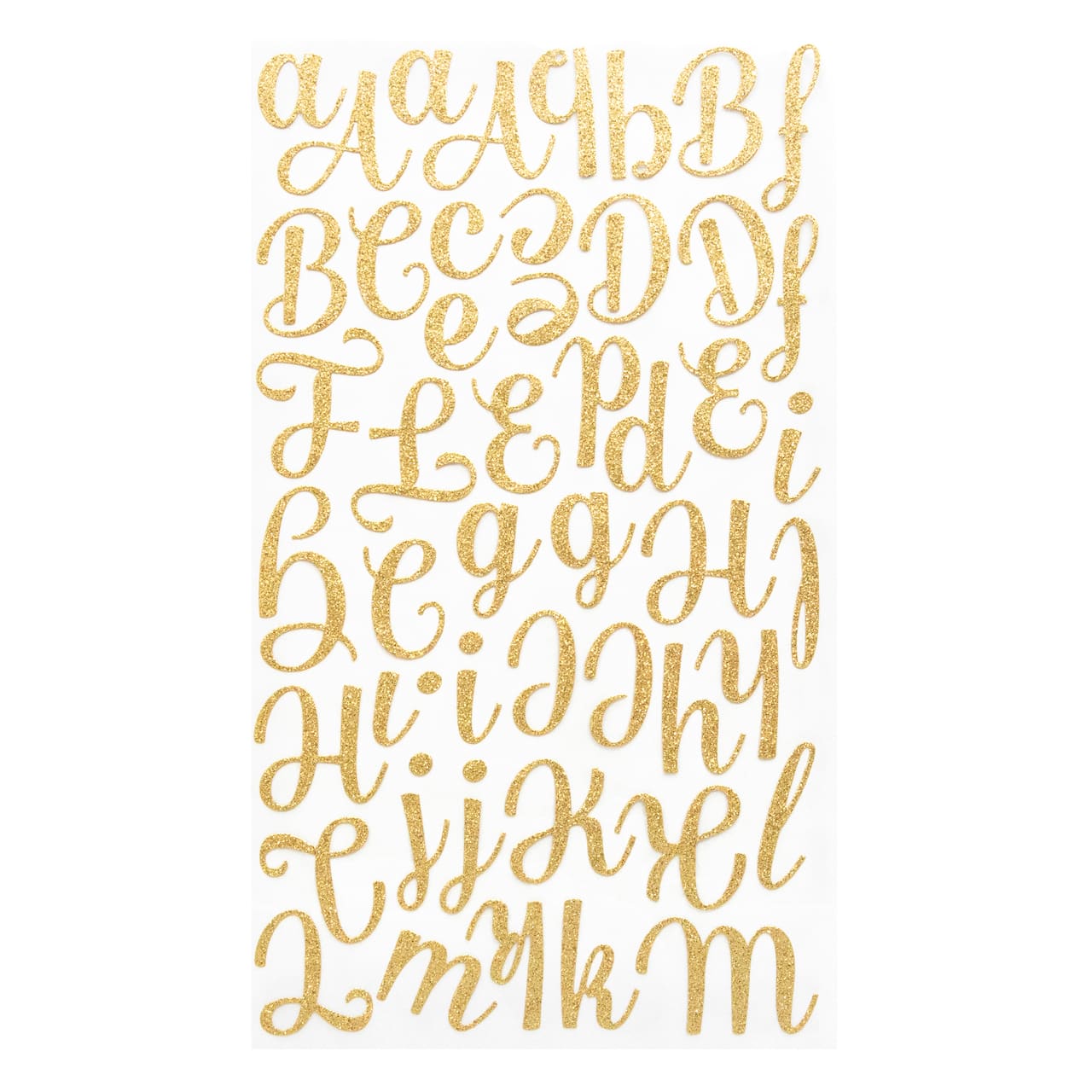 12 Pack: Gold Glitter Script Alphabet Stickers by Recollections™
